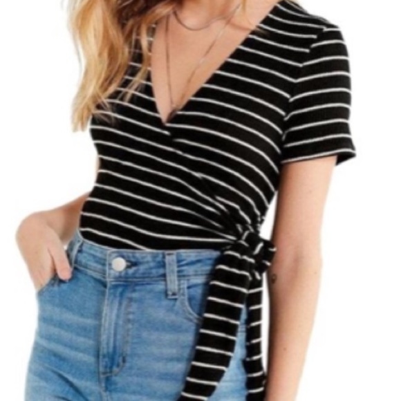 Urban Outfitters Tops - 🚺📐Urban Outfitters black striped wrap top